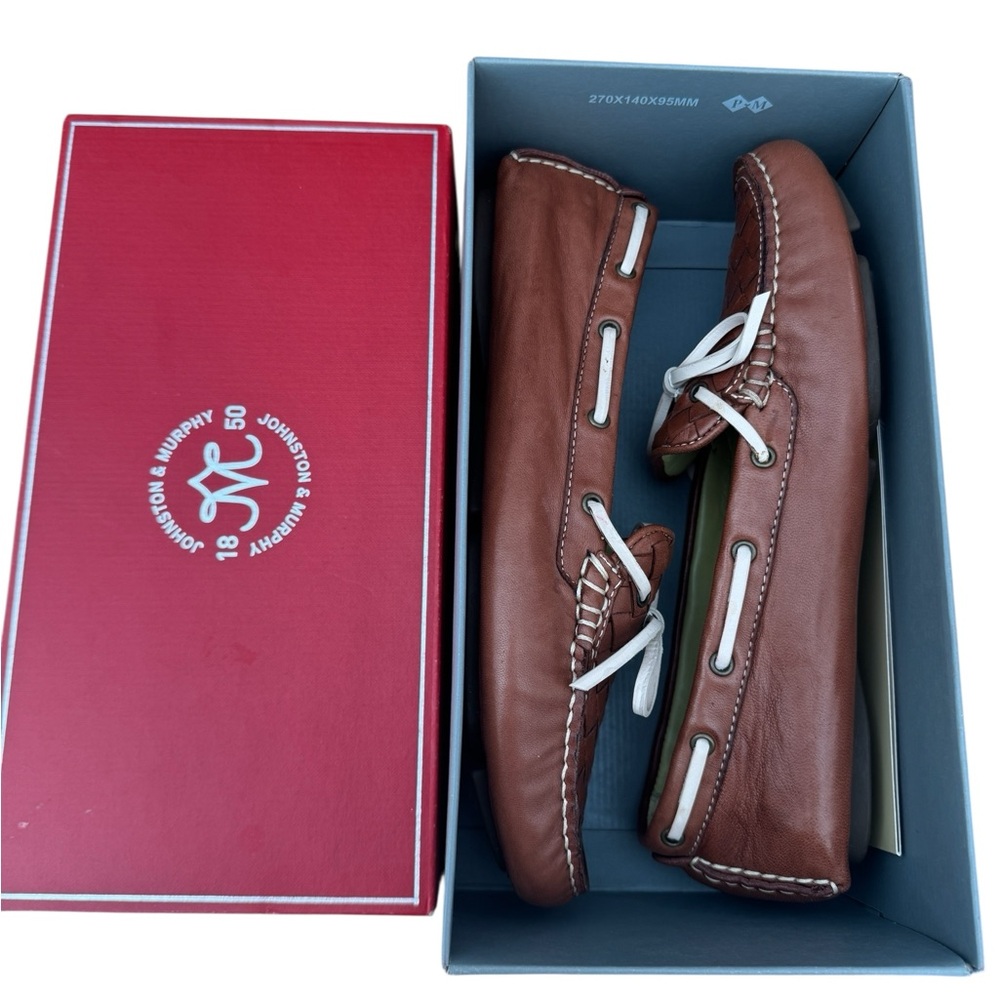 Johnston & Murphy Claire Woven Cognac Moccasins, size 7, driving loafers